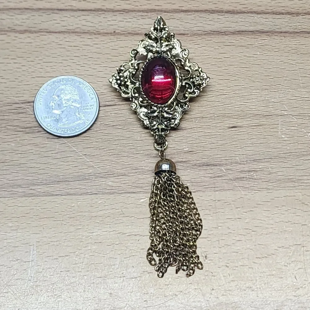 Red & Gold Brooch Victorian Edwardian
